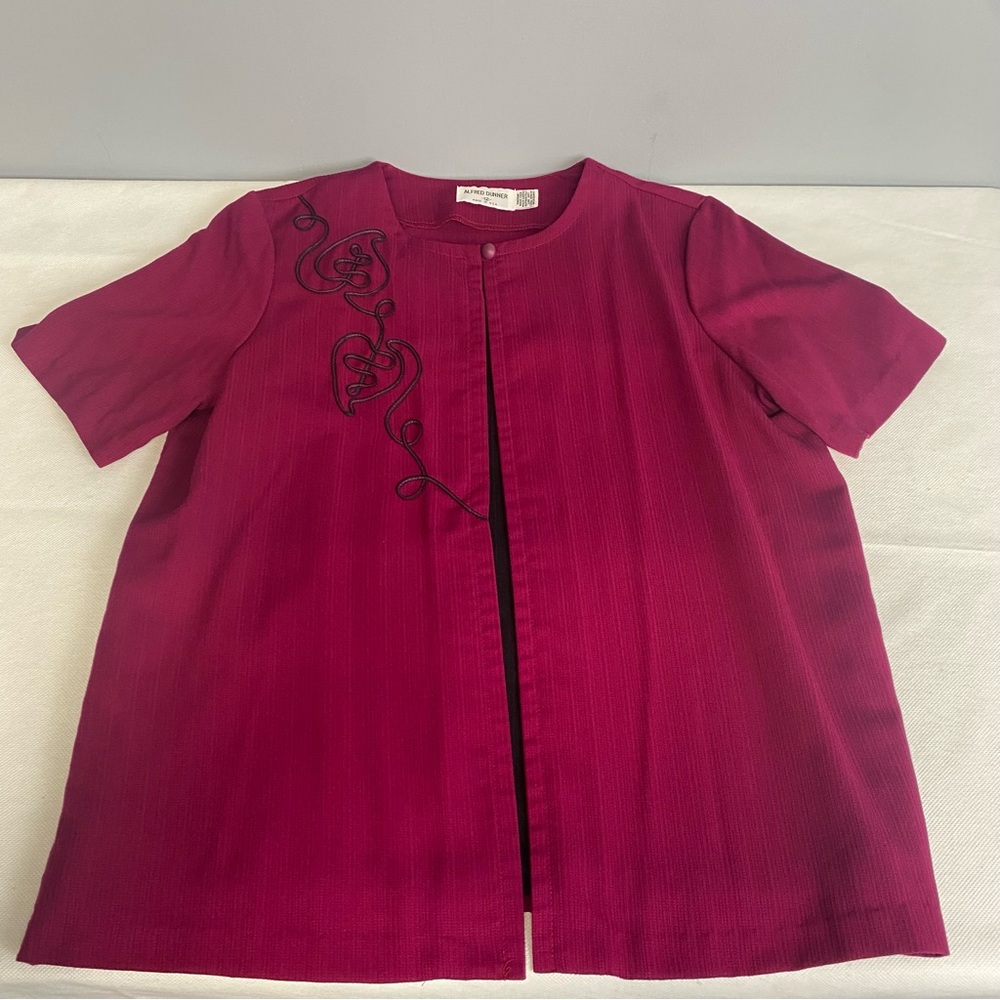 Alfred Dunner Deep Raspberry Open-Front Short Sleeve Tunic - Picture 4 of 12